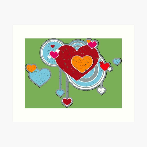 Item preview, Hearts love valentines grunge circles designed and sold by Helen-Storm.
