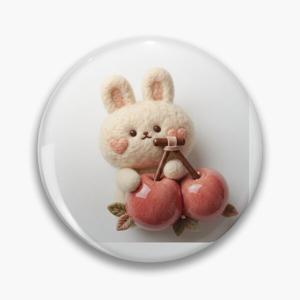 Item preview, Handcrafted Felted Bunny with Glossy Cherry Accent designed and sold by Stickivo.