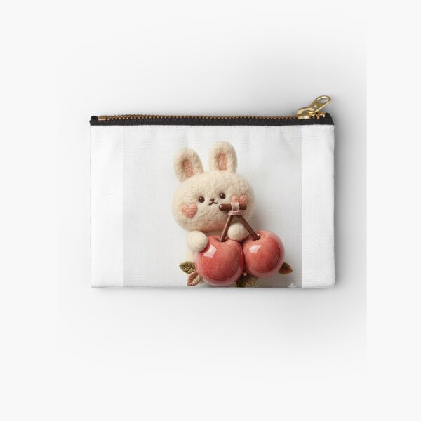 Item preview, Handcrafted Felted Bunny with Glossy Cherry Accent designed and sold by Stickivo.