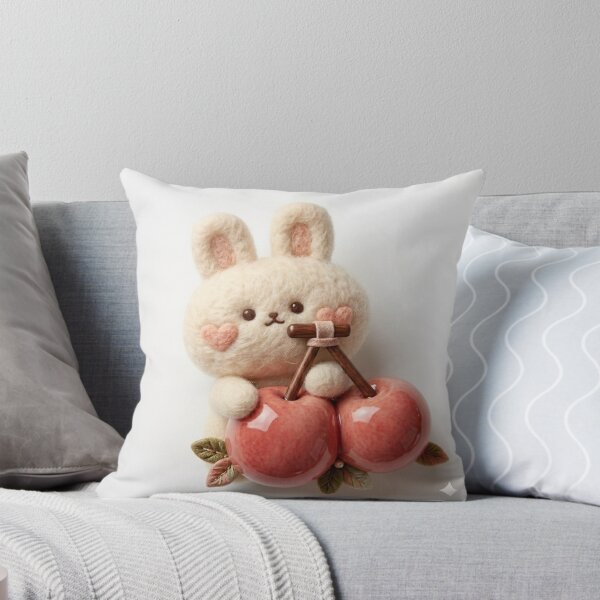 Item preview, Handcrafted Felted Bunny with Glossy Cherry Accent designed and sold by Stickivo.