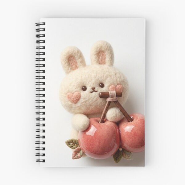 Item preview, Handcrafted Felted Bunny with Glossy Cherry Accent designed and sold by Stickivo.