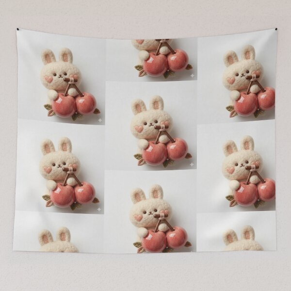 Item preview, Handcrafted Felted Bunny with Glossy Cherry Accent designed and sold by Stickivo.