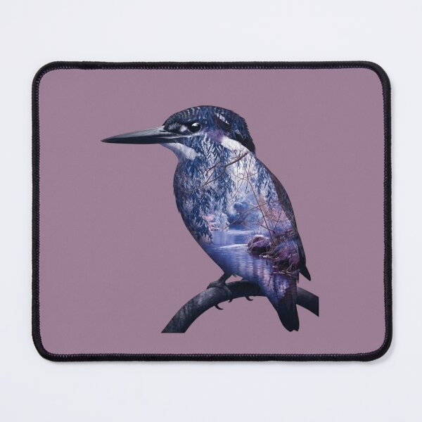 Item preview, Kingfisher Bird River Landscape Silhouette Double Exposure designed and sold by BirdsnStuff.