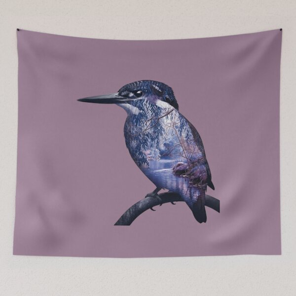Item preview, Kingfisher Bird River Landscape Silhouette Double Exposure  designed and sold by BirdsnStuff.