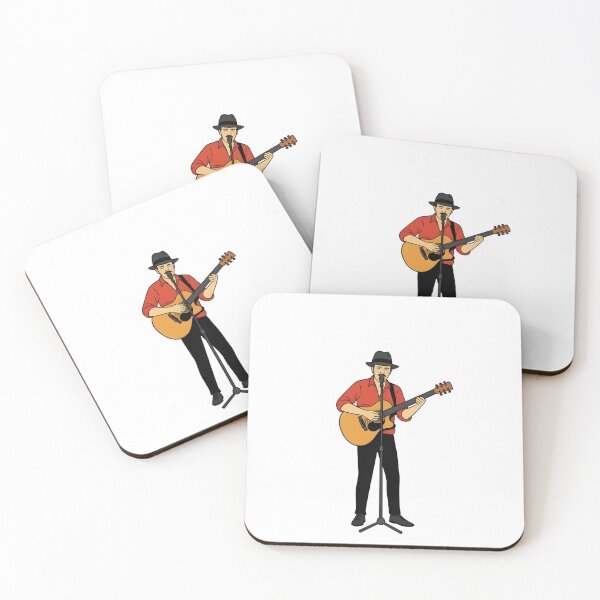 Item preview, A man wearing a hat and red shirt plays an acoustic guitar while singing into a microphone. designed and sold by ARTSIT-SHOP.