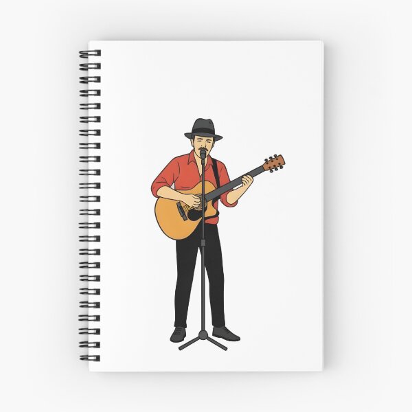 Item preview, A man wearing a hat and red shirt plays an acoustic guitar while singing into a microphone. designed and sold by ARTSIT-SHOP.