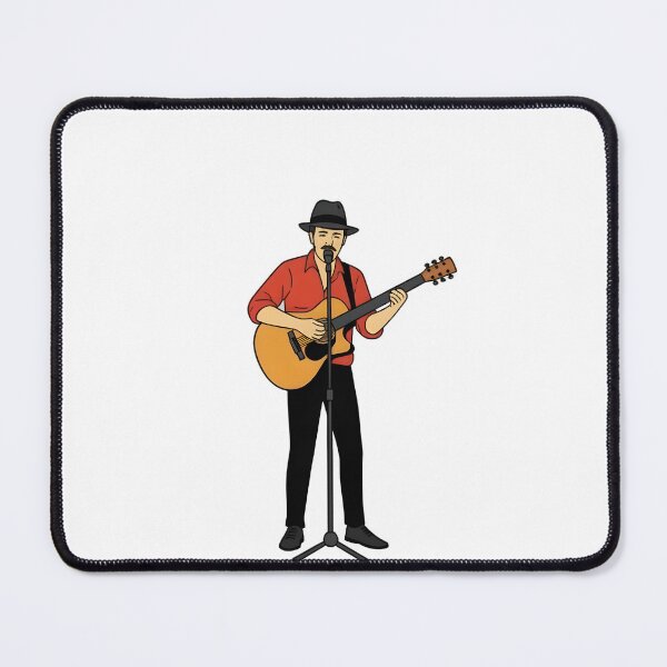 Item preview, A man wearing a hat and red shirt plays an acoustic guitar while singing into a microphone. designed and sold by ARTSIT-SHOP.