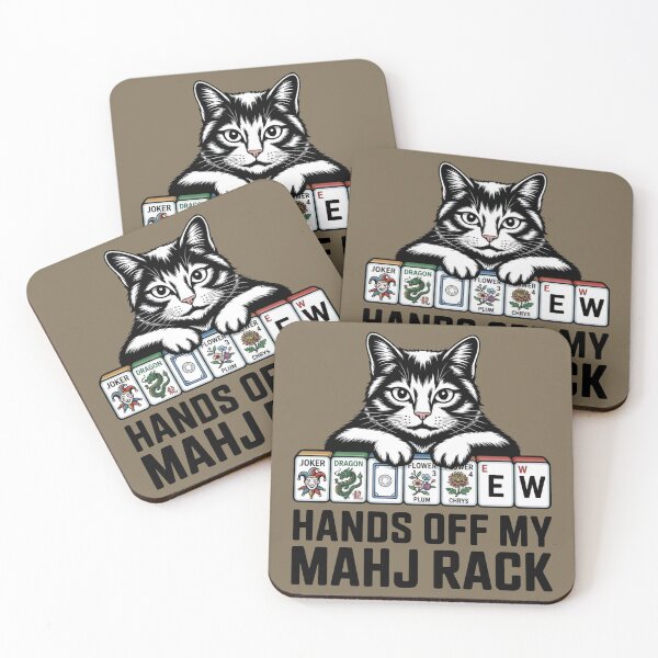 Item preview, American Mahjong Cat Lover Gift Funny Mahjongg Player Tile Rack Design Cute Black Cat Mahjong Game Art designed and sold by WearVerse440.