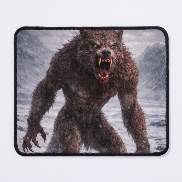 Item preview, Adlet Cryptid Wolf Human Hybrid Monster Artwork designed and sold by The Dark Files.