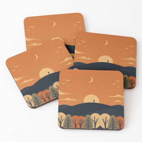 Item preview, Minimal Sunset Landscape Silhouette Art | Aesthetic Nature Scene | Calm Peaceful Illustration designed and sold by NA-art725.