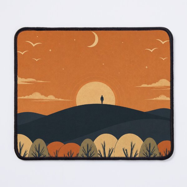 Item preview, Minimal Sunset Landscape Silhouette Art | Aesthetic Nature Scene | Calm Peaceful Illustration designed and sold by NA-art725.