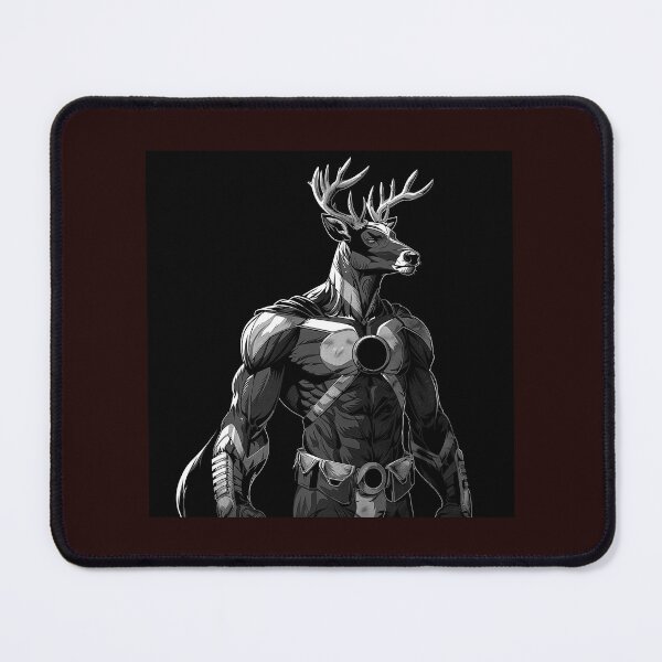 Item preview, Muscular Stag Warrior Black and White Fantasy Art designed and sold by inkoutninja.