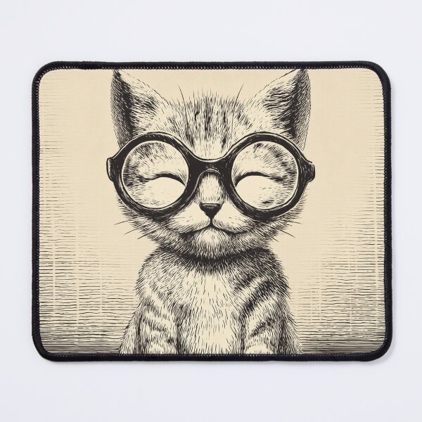 Artikelvorschau, Niedliche Katze mit Brille sitzt am PC – lustiges Kawaii-Technikdesign entworfen und verkauft von Meow-Attitude.