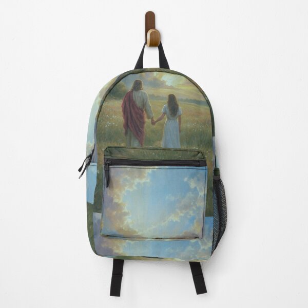 Item preview, Walking with Jesus in Peaceful Meadow Christian Art Print designed and sold by Jesus-istheway.