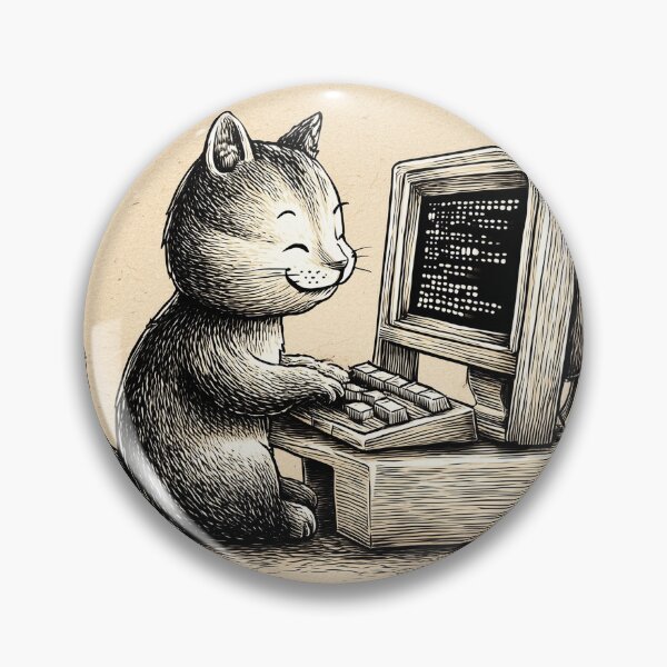 Item preview, Funny Coding Cat Working on PC Kawaii Programmer Cat Design designed and sold by Meow-Attitude.