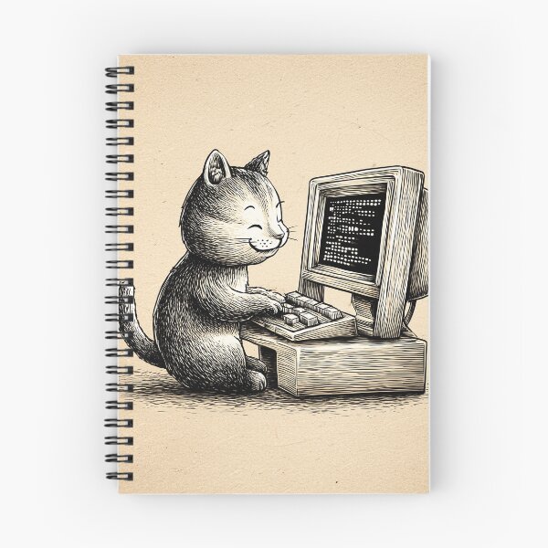 Item preview, Funny Coding Cat Working on PC Kawaii Programmer Cat Design designed and sold by Meow-Attitude.