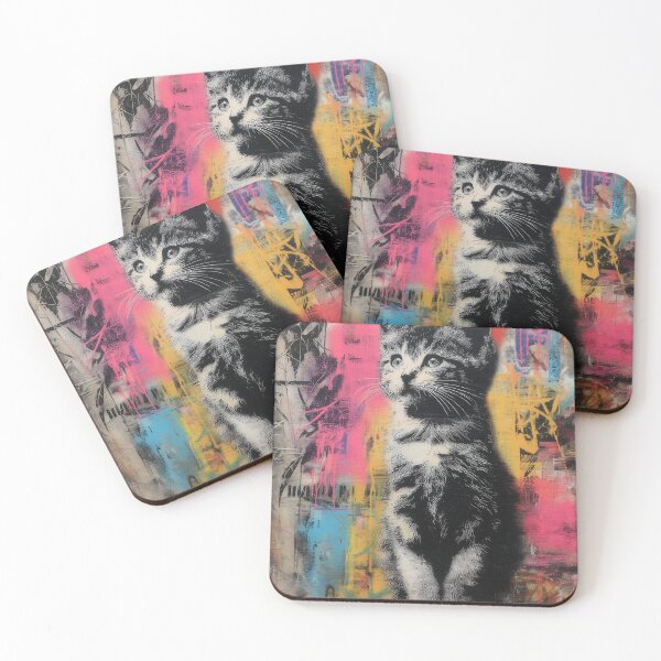 Item preview, Colorful Cat Mural Art Cute Kawaii Artistic Design designed and sold by Meow-Attitude.