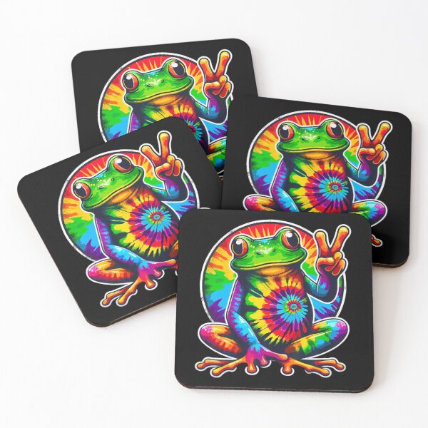 Item preview, Tie Dye Frog Animal Peace Sign Hippie designed and sold by benonarts.