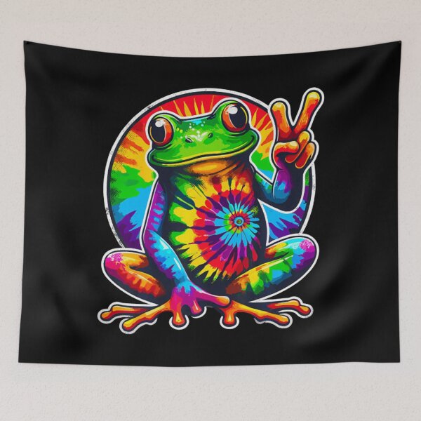 Item preview, Tie Dye Frog Animal Peace Sign Hippie designed and sold by benonarts.