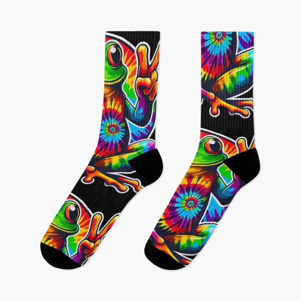 Item preview, Tie Dye Frog Animal Peace Sign Hippie designed and sold by benonarts.