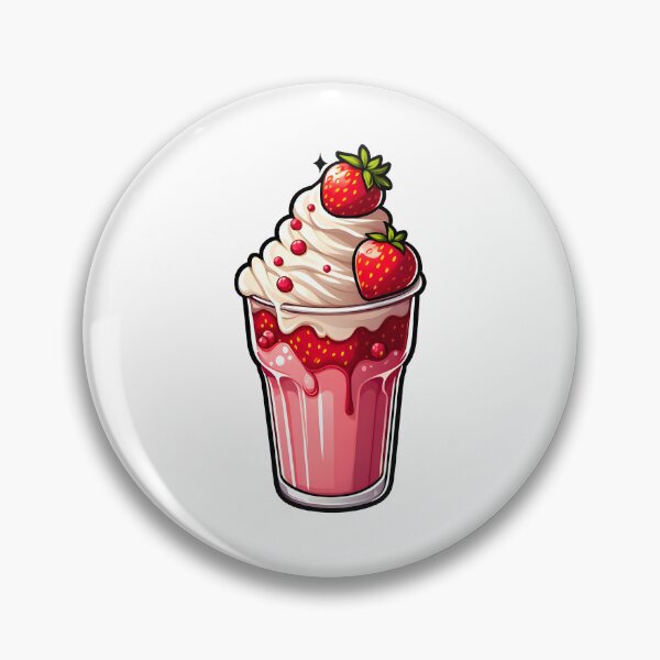 Aperçu de l'œuvre Milkshake à la fraise – Illustration mignonne d'une boisson estivale à l'esthétique sucrée créée et vendue par BobaBunny76.