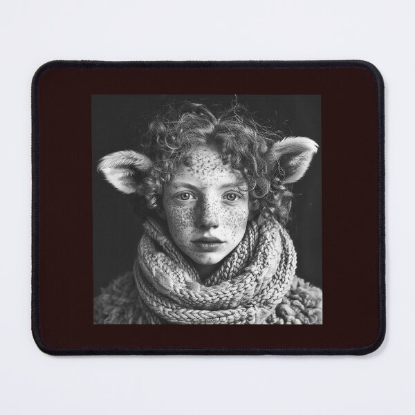 Item preview, Deer Girl Portrait Black and White Fantasy Art designed and sold by inkoutninja.