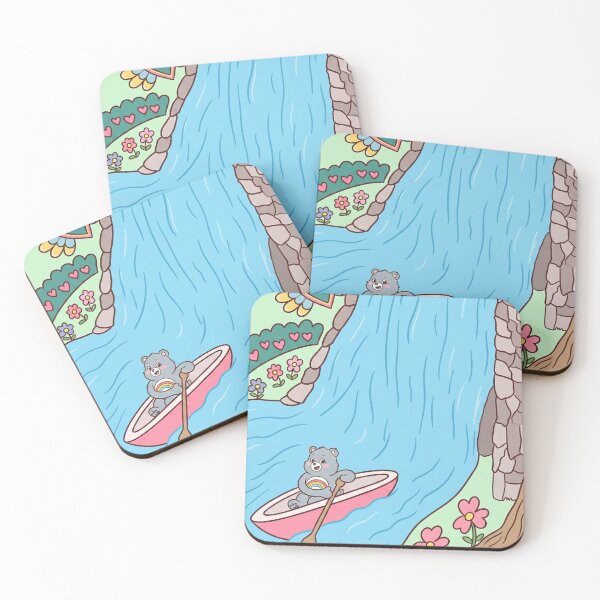 Item preview, Cute Blue Bear Rowing Boat with Rainbow and Waterfall designed and sold by dyrestald.