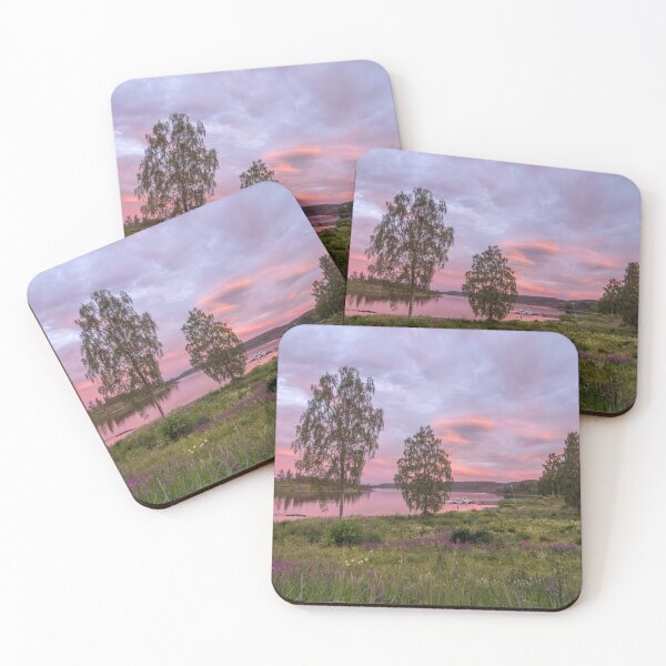 Item preview, Scandinavian summer night, flowering meadow by the lake, Nordic landscape designed and sold by Storbeck Fotografie .
