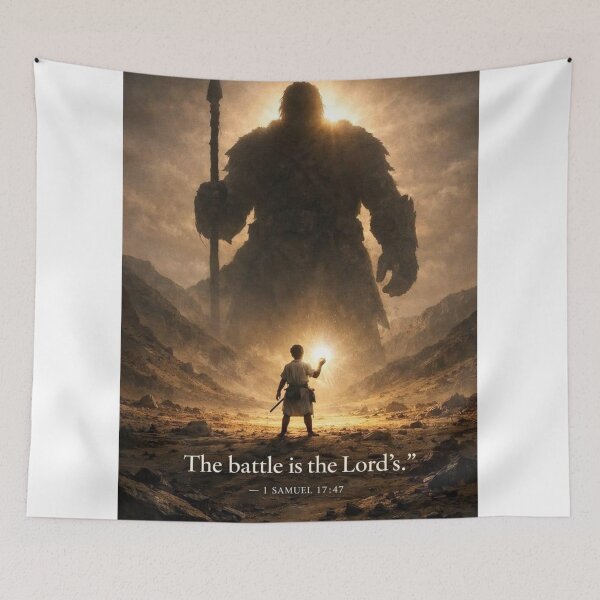 Item preview, The Battle Is the Lord’s David and Goliath Christian Art Print designed and sold by Jesus-istheway.