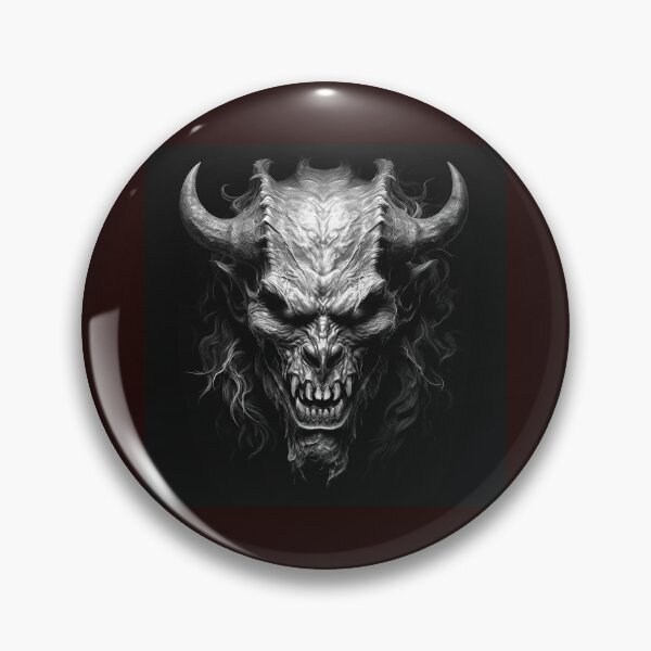 Item preview, Horned Demon Skull Black and White Dark Fantasy Art designed and sold by inkoutninja.