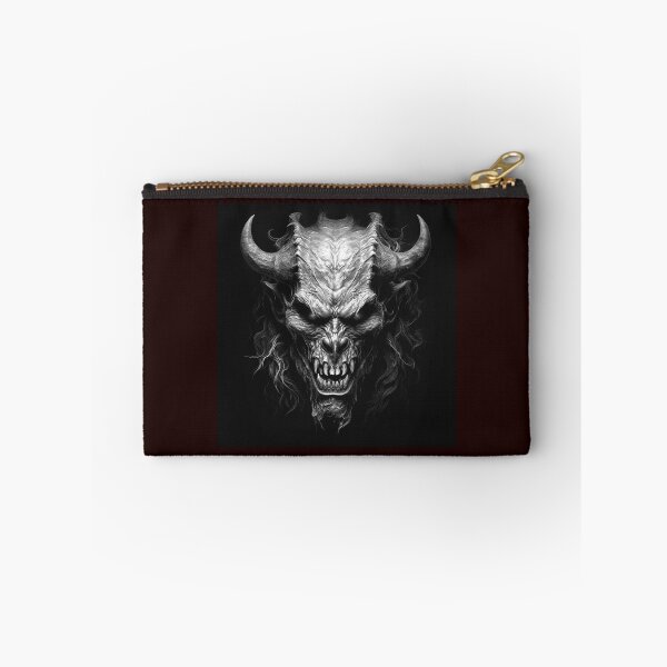 Item preview, Horned Demon Skull Black and White Dark Fantasy Art designed and sold by inkoutninja.
