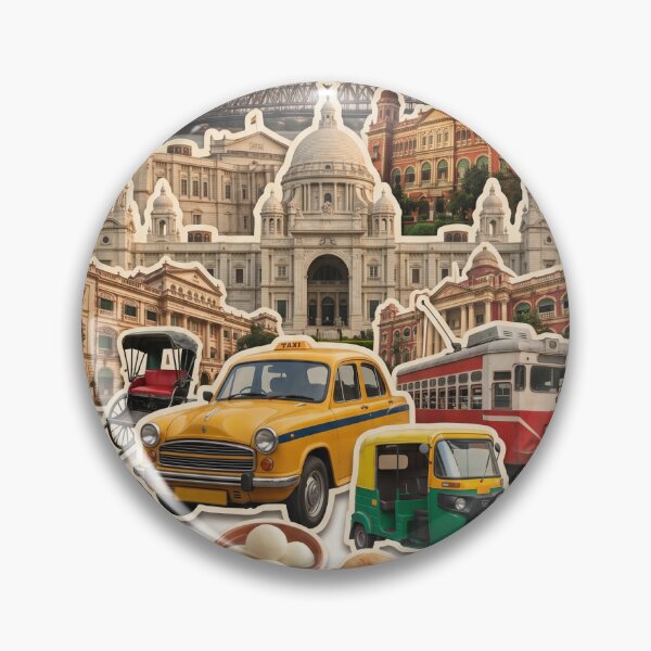 Item preview, Kolkata City Collage Sticker Art | Vintage Kolkata Landmarks & Culture Illustration designed and sold by Artsprint941.