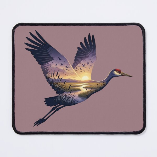 Item preview, Sandhill Crane Bird Wetland Landscape Double Exposure Silhouette designed and sold by BirdsnStuff.
