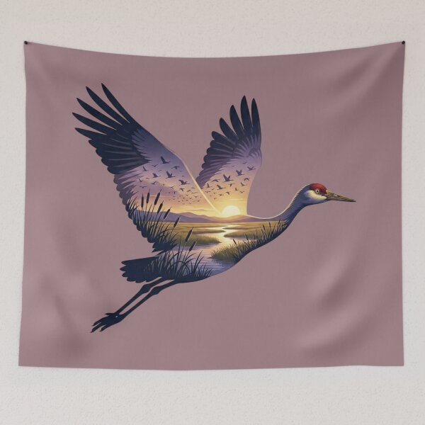 Item preview, Sandhill Crane Bird Wetland Landscape Double Exposure Silhouette  designed and sold by BirdsnStuff.