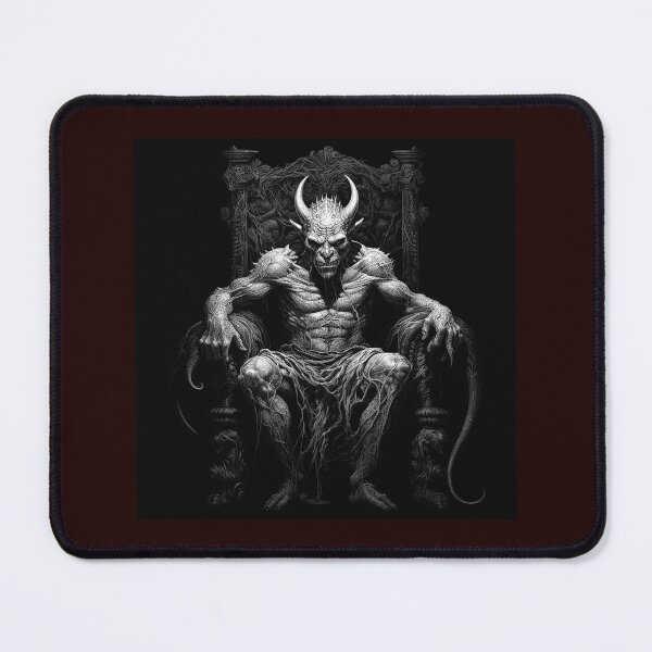 Item preview, Demon King on Throne Black and White Dark Fantasy Art designed and sold by inkoutninja.