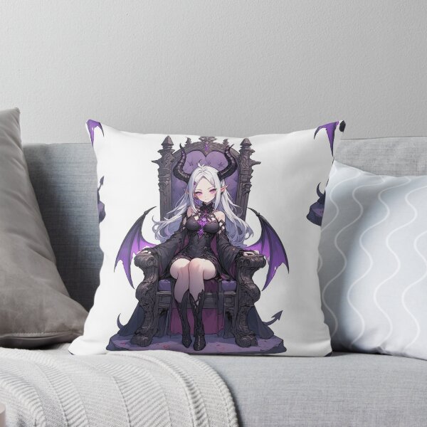 Item preview, Anime demon girl on a purple throne designed and sold by ArtsJulian.