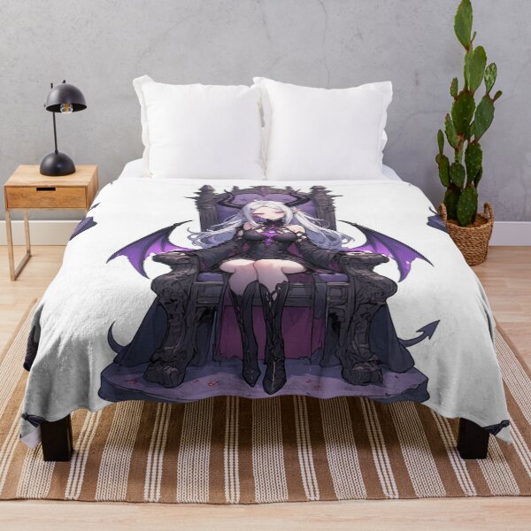 Item preview, Anime demon girl on a purple throne designed and sold by ArtsJulian.