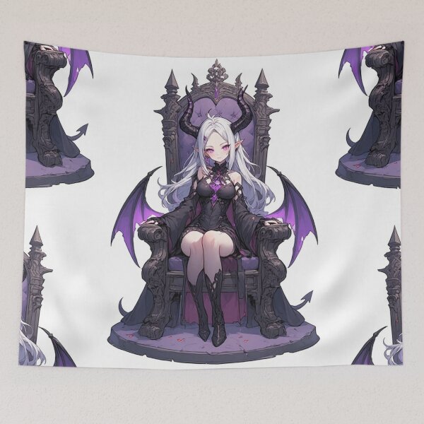 Item preview, Anime demon girl on a purple throne designed and sold by ArtsJulian.