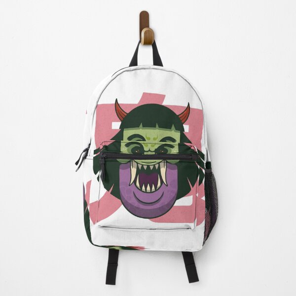 Item preview, Japanese Oni Mask - Green Demon Spirit with Pink Kanji Aesthetic designed and sold by ropexxx.