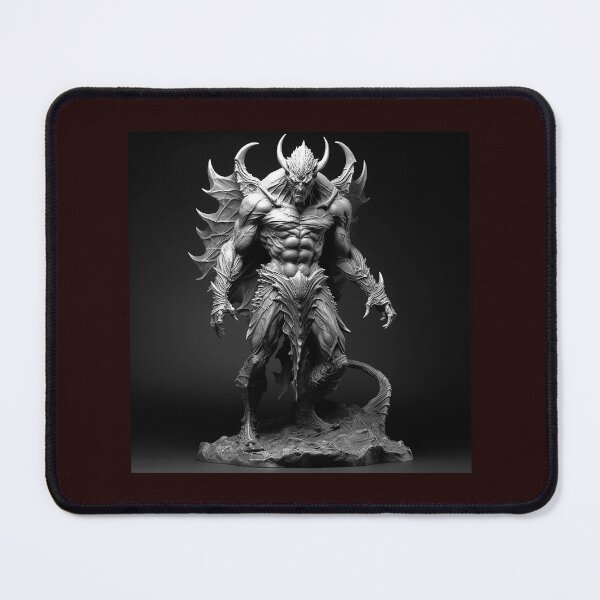 Item preview, Armored Demon Warrior Black and White Dark Fantasy Art designed and sold by inkoutninja.