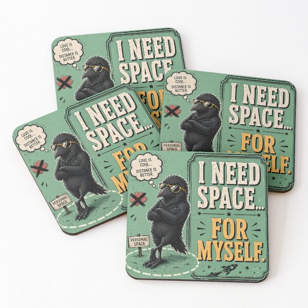 Item preview, I  Need Space For Myself Funny Crow Quote – Relationship Sarcasm Cartoon Bird designed and sold by PopInkAura .