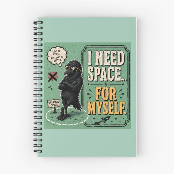 Item preview, I  Need Space For Myself Funny Crow Quote – Relationship Sarcasm Cartoon Bird designed and sold by PopInkAura .