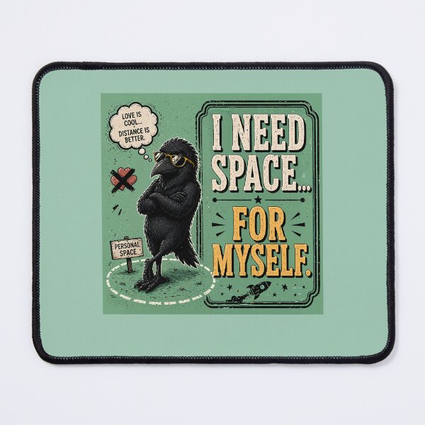 Item preview, I  Need Space For Myself Funny Crow Quote – Relationship Sarcasm Cartoon Bird designed and sold by PopInkAura .