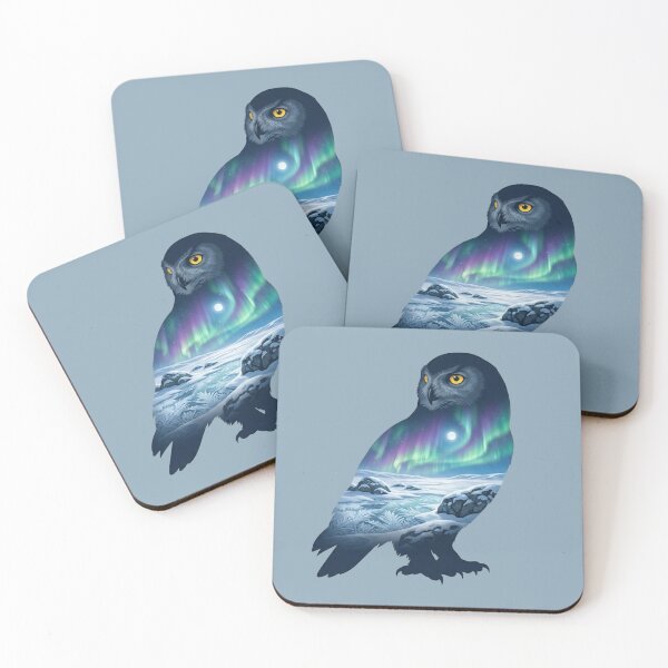 Item preview, Snowy Owl Arctic Northern Lights Landscape Silhouette designed and sold by BirdsnStuff.