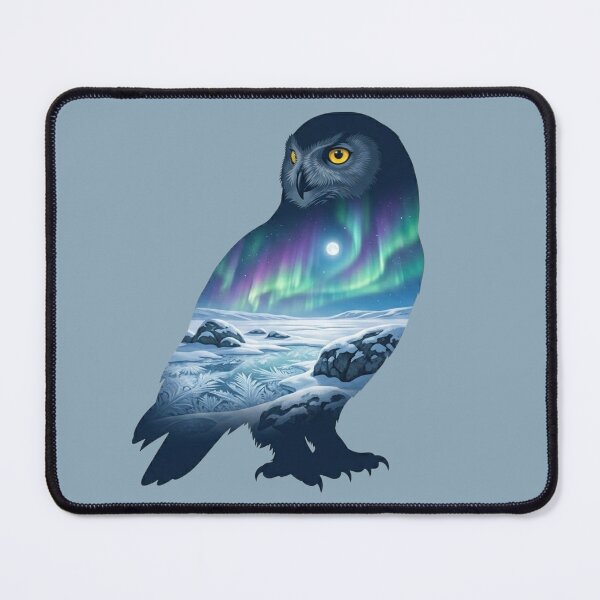Item preview, Snowy Owl Arctic Northern Lights Landscape Silhouette designed and sold by BirdsnStuff.