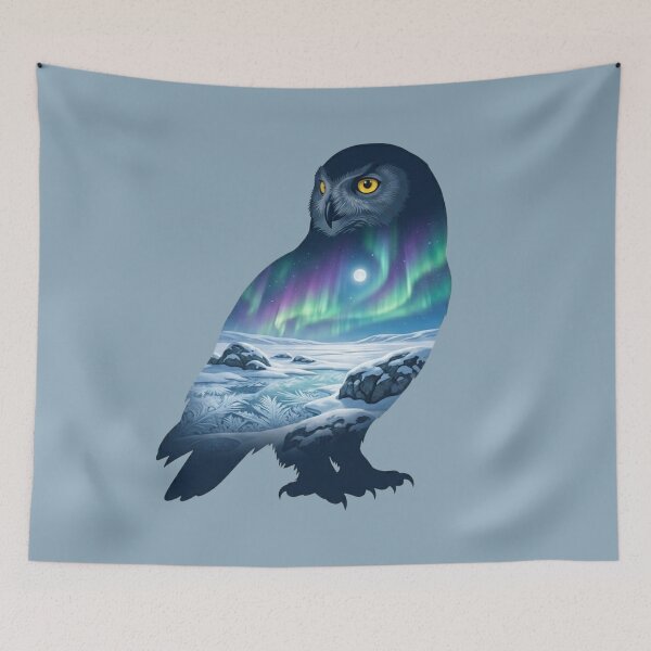 Item preview, Snowy Owl Arctic Northern Lights Landscape Silhouette designed and sold by BirdsnStuff.