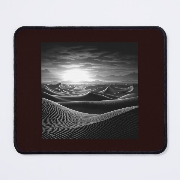 Item preview, Black and White Desert Dunes Sunset Landscape Art designed and sold by inkoutninja.