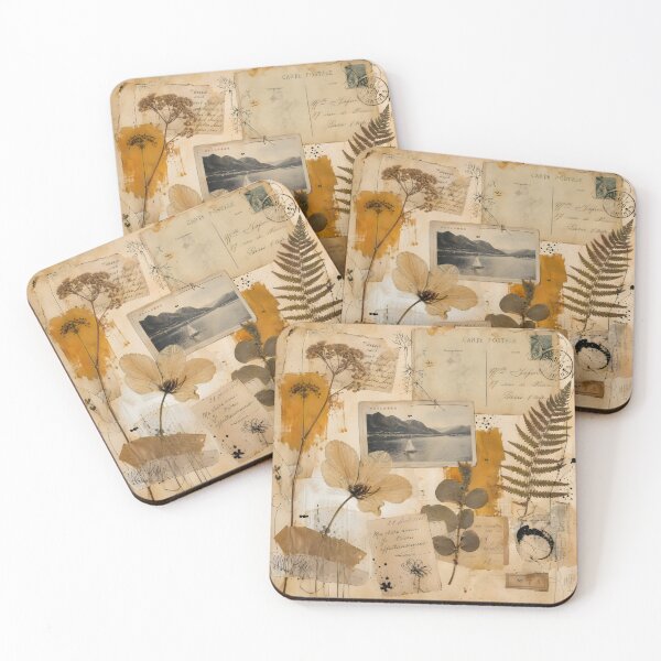Item preview, Crafted Collage Vintage Botanical Herbarium Ochre designed and sold by Glitchart66.