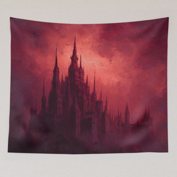 Item preview, Crimson Gothic Castle – Dark Fantasy Infernal Sky Aesthetic Art designed and sold by cr6zym1nd.