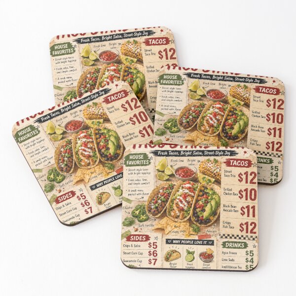 Item preview, Classic Taco Stand Menu Poster designed and sold by Thought Space Studio.